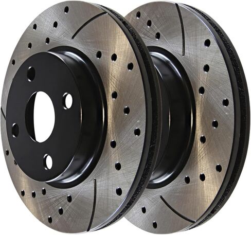 AutoShack Black Hat Drilled and Slotted Brake Rotors Front Brake Rotor Replacement Kit for 2012-2019 Nissan Versa 2014-2019 Versa Note 2015-2019 Micra 1.6L FWD PR1080983LR in Saudi Arabia