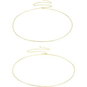 سلاسل الخصر 2 PCS للنساء ، حزام بطن الذهب حزام مقاوم للماء شاطئ قابلة للتعديل مثيرة بيكيني محجوزات المجوهر in Kuwait