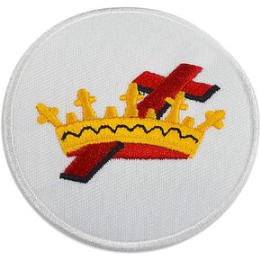 Knights Templar Cross & Crown Round Embroidered Masonic Patch - [White, Gold & Red][3'' Diameter] in Kuwait