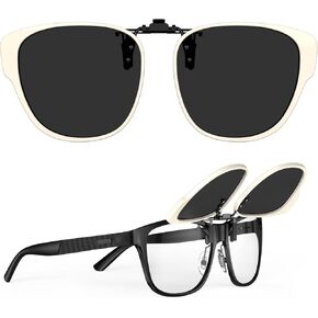 Goiteia Polarized Clip on Sunglasses over Prescription Glasses for Women Men-Urban Minimalist Round Frame,UV400Protection in Kuwait