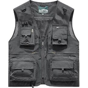 PRIJOUHE Men's Fishing Vest Casual Summer Outdoor Travel Work Safari Vest Lightweight Sleeveless Jacket With Pockets in Kuwait