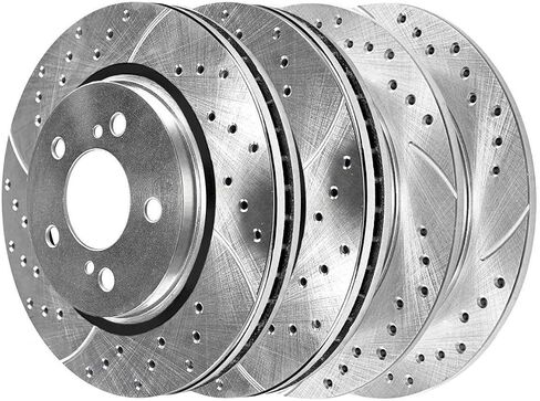 AutoShack Front and Rear Drilled Slotted Brake Rotors Silver Set of 4 Replacement for 2011-2020 Toyota Sienna 2014-2019 Highlander 2010-2014 2015 Lexus RX350 RX450h 2.7L 3.5L V6 AWD FWD BRKPKG040103 in Saudi Arabia
