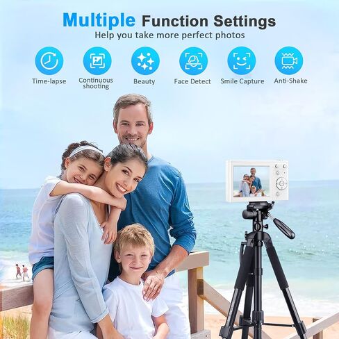 4K Digital Camera,Autofocus 50MP UHD Vlogging Camera for YouTube,Compact Camera with 16X Digital ZoomAnti-Shake,Travel Camera with 32GB Card, 2 Batteries for Beginners and Teens in Saudi Arabia