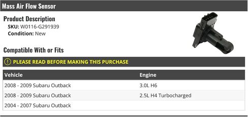 MAF Mass Air Flow Sensor - Compatible with 2004-2009 Subaru Outback in Saudi Arabia