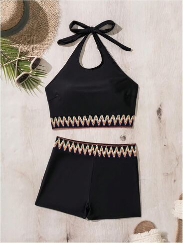 SweatyRocks Women's 2 Piece Swimsuit Halter High Waisted Bikini Bathing Suit Swimwear in Saudi Arabia