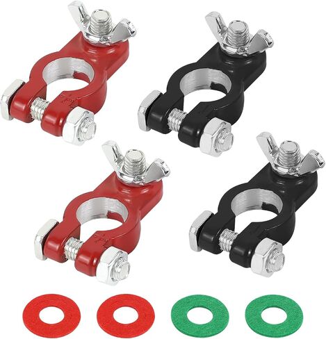 1 Pair Car Battery Terminals, Universal Positive & Negative Battery Cable Terminal with Felt Fiber Washers, Battery Terminal Connectors for Car Truck SUV RV Motorcycle Boat Marine (1 Pair) in Saudi Arabia