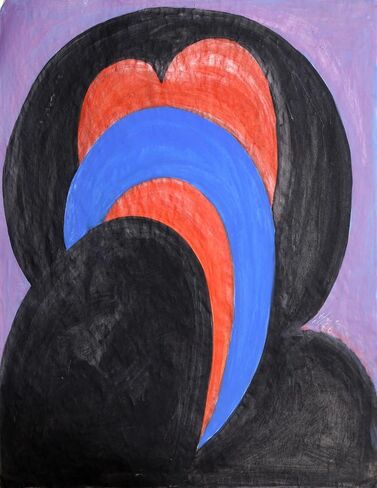 Theo Hios, Abstract Composition 2 Gouache on paper, signed and dated in pencil in Saudi Arabia