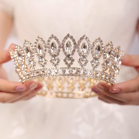Red Crystal Queen Crowns Wedding Tiaras Red Round Round Pageant Crown Crown Trown Hairs Hair Expension for Birthday Prom Prom Bridal Party Assume Halloween for Women (Red) in Saudi Arabia