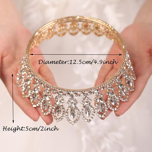 Red Crystal Queen Crowns Wedding Tiaras Red Round Round Pageant Crown Crown Trown Hairs Hair Expension for Birthday Prom Prom Bridal Party Assume Halloween for Women (Red) in Saudi Arabia