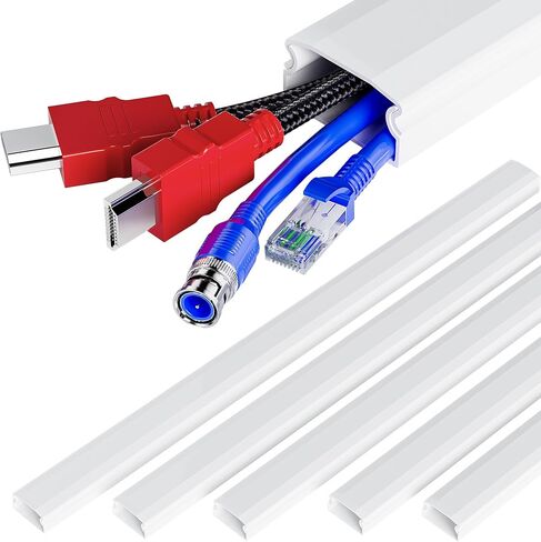 Delamu TV Cord Hider, Cord Covers for 3-4 Wires on Wall, Large Cable Hider Cable Management, Easy Set up Wire Hiders Wire Covers for Cords on Wall, TV Cables Cover Raceway, 6X W1.18 H0.67in, White in Saudi Arabia