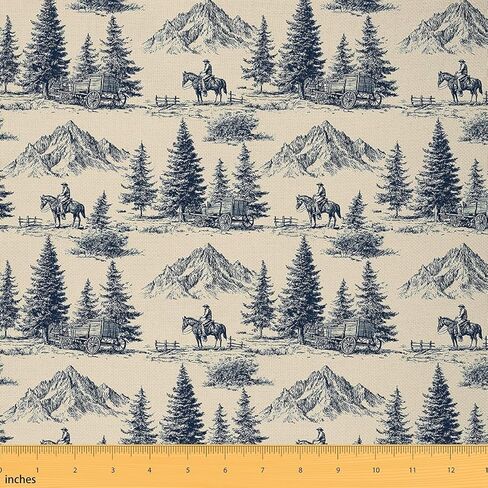 Western Cowboy Fabric by The Yard Cow Skull Cowboy Boots Hat Decor Fabric for Sewing Lovers Brown Grid Wild Cactus Tribal Arrow Fabric for DIY Upholstery and Home Accents 1 Yard,36" L x 59" W in Kuwait