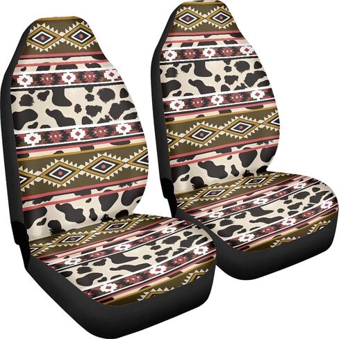 Bulopur Gray Aztec Southwest Print Cover Cover Cover Prints ، Accessories Car Incorties Decor 2PCs ، Sat Maturs For Car ، Truck Suvs in Kuwait