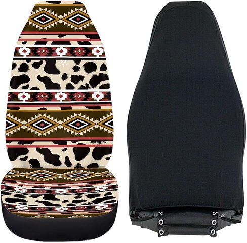 Bulopur Gray Aztec Southwest Print Cover Cover Cover Prints ، Accessories Car Incorties Decor 2PCs ، Sat Maturs For Car ، Truck Suvs in Kuwait