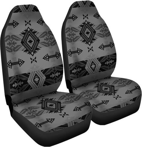 Bulopur Gray Aztec Southwest Print Cover Cover Cover Prints ، Accessories Car Incorties Decor 2PCs ، Sat Maturs For Car ، Truck Suvs in Kuwait