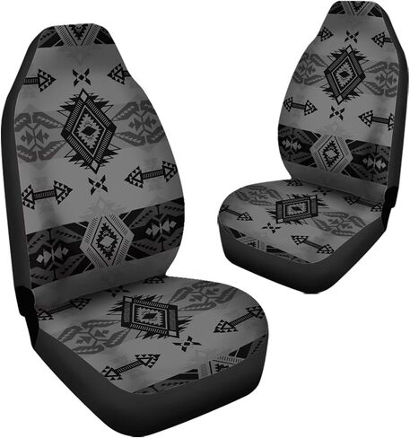 Bulopur Gray Aztec Southwest Print Cover Cover Cover Prints ، Accessories Car Incorties Decor 2PCs ، Sat Maturs For Car ، Truck Suvs in Kuwait