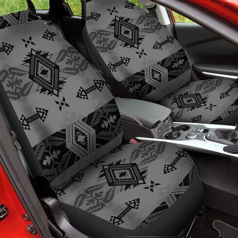 Bulopur Gray Aztec Southwest Print Cover Cover Cover Prints ، Accessories Car Incorties Decor 2PCs ، Sat Maturs For Car ، Truck Suvs in Kuwait