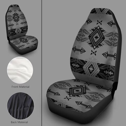 Bulopur Gray Aztec Southwest Print Cover Cover Cover Prints ، Accessories Car Incorties Decor 2PCs ، Sat Maturs For Car ، Truck Suvs in Kuwait