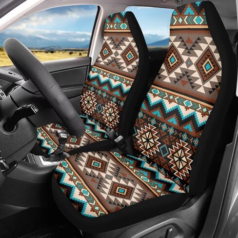 Bulopur Grey Aztec Southwest Print Automobile Seat Cover Sets, Car Accessories Interior Decor 2Pcs, Car Seat Protectors for Car, Truck SUVs in Saudi Arabia