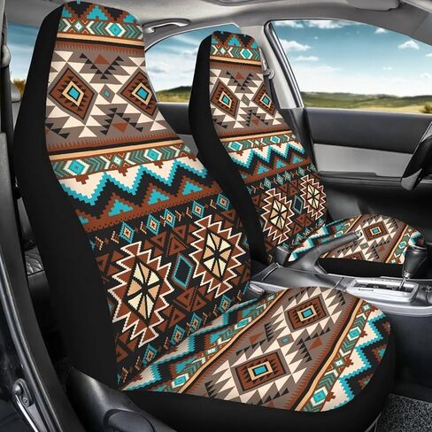 Bulopur Grey Aztec Southwest Print Automobile Seat Cover Sets, Car Accessories Interior Decor 2Pcs, Car Seat Protectors for Car, Truck SUVs in Saudi Arabia