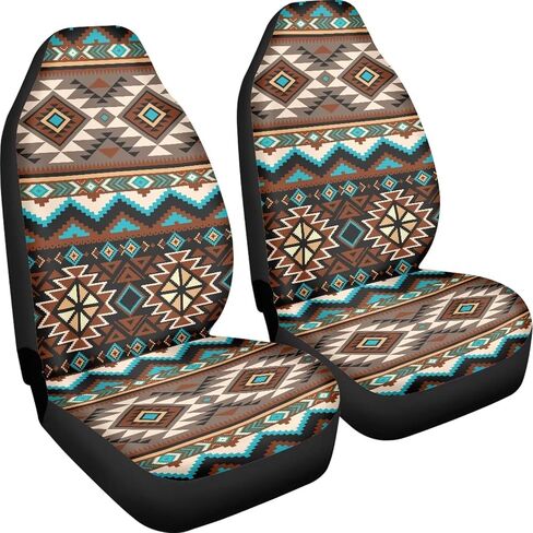 Bulopur Grey Aztec Southwest Print Automobile Seat Cover Sets, Car Accessories Interior Decor 2Pcs, Car Seat Protectors for Car, Truck SUVs in Saudi Arabia