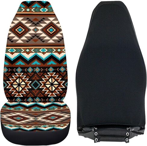 Bulopur Grey Aztec Southwest Print Automobile Seat Cover Sets, Car Accessories Interior Decor 2Pcs, Car Seat Protectors for Car, Truck SUVs in Saudi Arabia