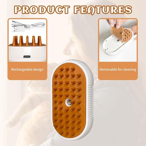 Spritz Defur Comb for Cats, New 3-in-1 Cat Steam Brush for Massaging and Cleaning Shedding Pets, Comb For Long and Short Hair Cats and Dogs Grooming Tool (Purple) in Saudi Arabia