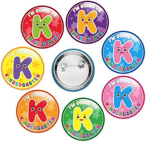 دبوس التخرج من رياض الأطفال - 28pcs ملونة ، سأذهب إلى دبابيس شارات الصف الأول للأطفال تخرج التخرج من الهدية مكافأة جولة مصغرة للأزرار لأكياس الملابس ديكور القبعة in Kuwait