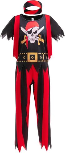 Pirate Costume Kids Pirate Role Play Dress Up Boys Halloween Costume Cosplay Birthday Party 3-10Y in Saudi Arabia