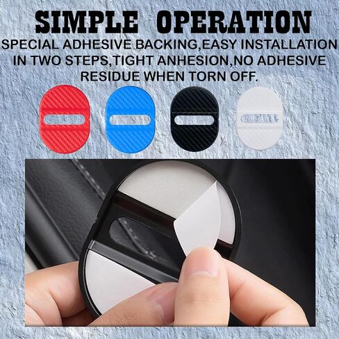 4PCS Car Door Lock Latches Cover, Carbon Fiber Door Stopper Cover Strike Protector Guard, Universal Silent Shock Modified Lock Latches Trim Decoration Accessories for Most Car(Black) in Kuwait