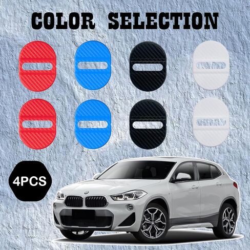 4PCS Car Door Lock Latches Cover, Carbon Fiber Door Stopper Cover Strike Protector Guard, Universal Silent Shock Modified Lock Latches Trim Decoration Accessories for Most Car(Black) in Kuwait