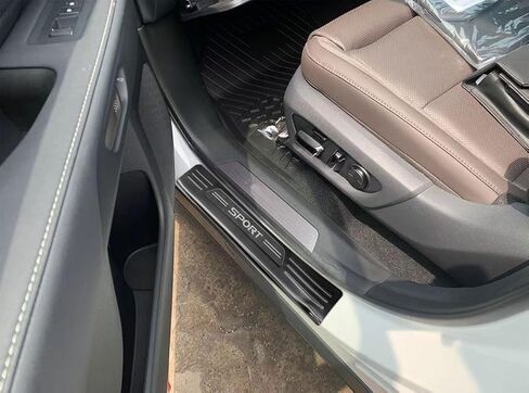 غطاء حراس الدخول متوافق مع لكزس TX TX350/500H/500H+ 2024 2025 خارج الباب عتبات الحراسة حارس الحامي تقليم ملحقات السيارة الداخلية الفولاذ المقاوم للصدأ 4 مساءً (نمط ألياف الكربون) in Kuwait