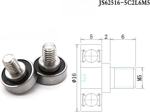 1pcs 606 2RS M6 External Thread Bearing Roller JS60617-6C1L8M6 6x17x6 Screw Bearing 606RS Bolt Bearing Pulley Wheel 6 * 17 * 6(JS69615-5C1L8M6) in Saudi Arabia