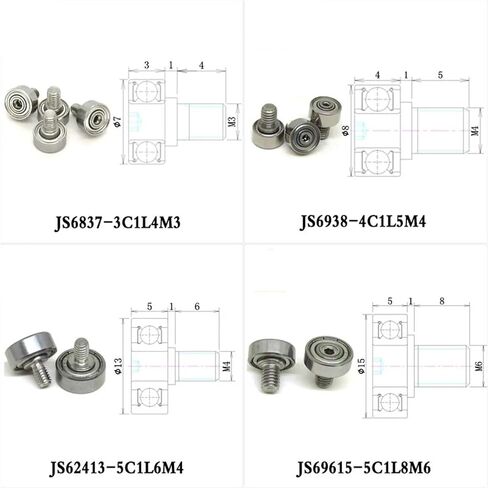 1pcs 606 2RS M6 External Thread Bearing Roller JS60617-6C1L8M6 6x17x6 Screw Bearing 606RS Bolt Bearing Pulley Wheel 6 * 17 * 6(JS69615-5C1L8M6) in Saudi Arabia
