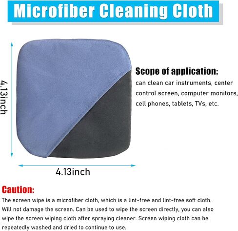 Car Screen Cleaner, 4.33"×4.33" Round Microfiber Auto Screen Cleaning Pad, Foldable Touch Screen Cleaner Cloth for Vehicle Dashboard LCD Display, Interior Car Accessories in Saudi Arabia