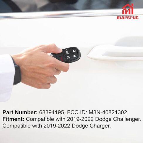 5-Button Smart Key Fob Remote Fits for 2019-2022 Dodge Challenger and for 2019-2022 Dodge Charger to Replace OEM Part, Part Number: 68394195, FCC ID: M3N-40821302 in Saudi Arabia
