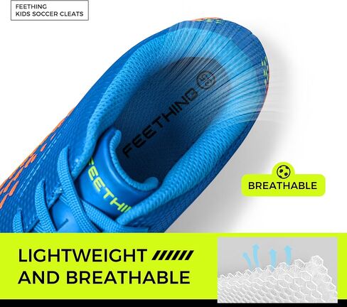Kids Soccer Cleats for Boys/Girls Youth Lightweight Football Shoes for Firm Ground Non-Slip Athletic Cleats for Little Big Kids in Kuwait