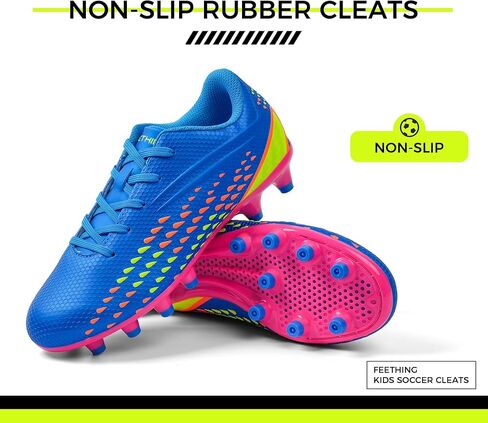Kids Soccer Cleats for Boys/Girls Youth Lightweight Football Shoes for Firm Ground Non-Slip Athletic Cleats for Little Big Kids in Kuwait