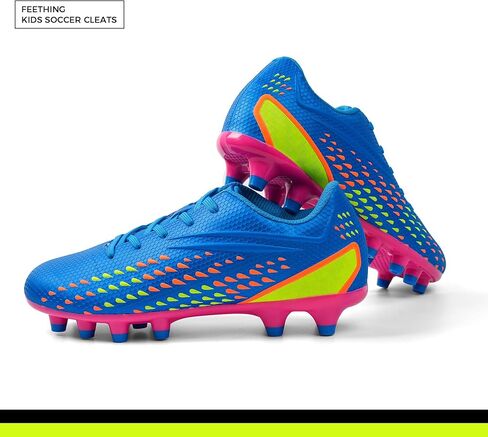 Kids Soccer Cleats for Boys/Girls Youth Lightweight Football Shoes for Firm Ground Non-Slip Athletic Cleats for Little Big Kids in Kuwait