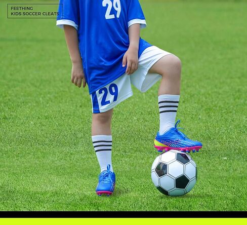 Kids Soccer Cleats for Boys/Girls Youth Lightweight Football Shoes for Firm Ground Non-Slip Athletic Cleats for Little Big Kids in Kuwait