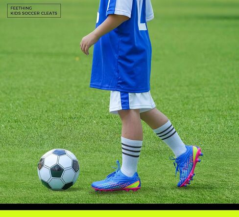 Kids Soccer Cleats for Boys/Girls Youth Lightweight Football Shoes for Firm Ground Non-Slip Athletic Cleats for Little Big Kids in Kuwait