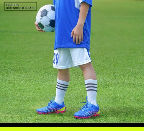 Kids Soccer Cleats for Boys/Girls Youth Lightweight Football Shoes for Firm Ground Non-Slip Athletic Cleats for Little Big Kids in Kuwait