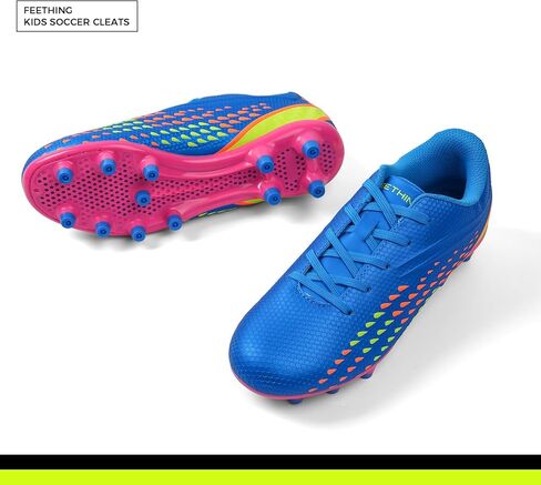 Kids Soccer Cleats for Boys/Girls Youth Lightweight Football Shoes for Firm Ground Non-Slip Athletic Cleats for Little Big Kids in Kuwait