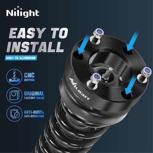 Nilight 2.5 inch Front Leveling Kit Lift Strut Spacers for 2006-2023 Dodge Ram 1500 4WD 2018 2019 2020 2021 2022 2023 Front Raise Suspension Strut Spacers in Kuwait