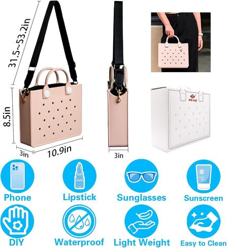 EVA Beach Bag Tote for Women, Waterproof Sandproof Lightweight, Quick-Dry Gym Swim Travel Bag 10.9x8.5x3in in Kuwait