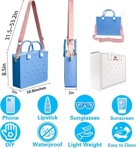 EVA Beach Bag Tote for Women, Waterproof Sandproof Lightweight, Quick-Dry Gym Swim Travel Bag 10.9x8.5x3in in Kuwait