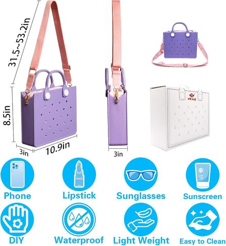 EVA Beach Bag Tote for Women, Waterproof Sandproof Lightweight, Quick-Dry Gym Swim Travel Bag 10.9x8.5x3in in Kuwait