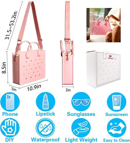 EVA Beach Bag Tote for Women, Waterproof Sandproof Lightweight, Quick-Dry Gym Swim Travel Bag 10.9x8.5x3in in Kuwait