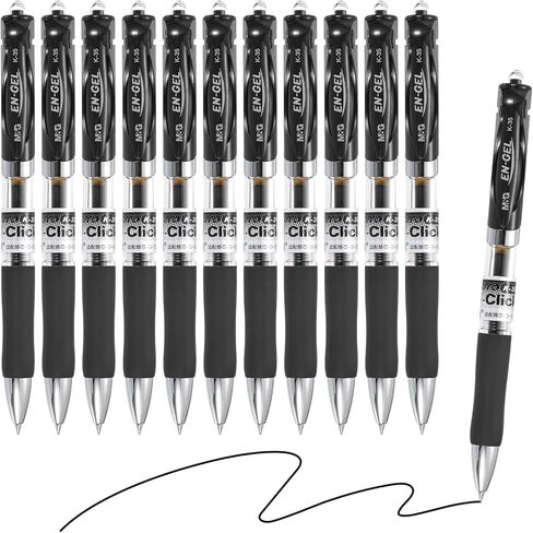 M&G Gel Pen Medium Point 0.5mm ، 12 حزمة جافة سريعة جافة سلسة قابلة للتراجع عن الحبر الأزرق الحبر القلم لمكتب المنزل لكتابة الملاحظات التي تتولى أعمال اليومية ، النمط 1 in Kuwait
