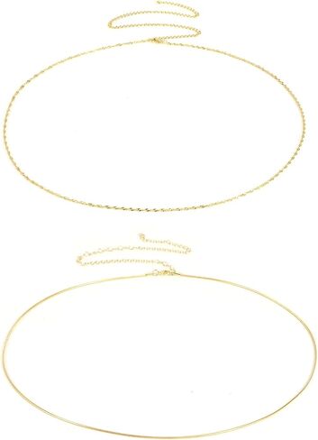 سلاسل الخصر 2 PCS للنساء ، حزام بطن الذهب حزام مقاوم للماء شاطئ قابلة للتعديل مثيرة بيكيني محجوزات المجوهر in Kuwait