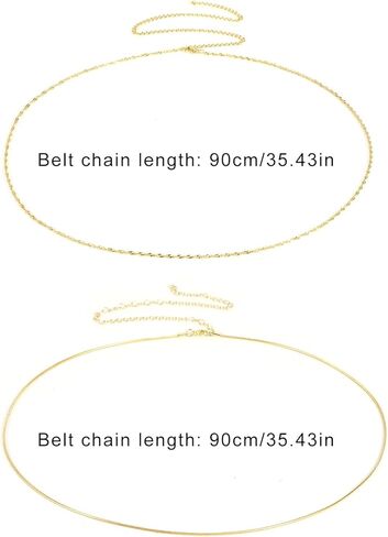سلاسل الخصر 2 PCS للنساء ، حزام بطن الذهب حزام مقاوم للماء شاطئ قابلة للتعديل مثيرة بيكيني محجوزات المجوهر in Kuwait